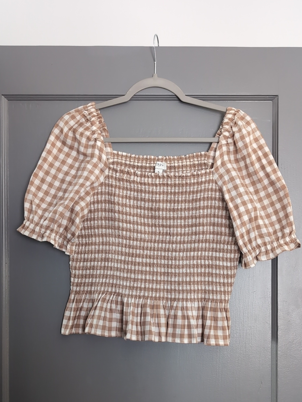 Gingham Puff Flannel Smocked Top - 100% Cotton